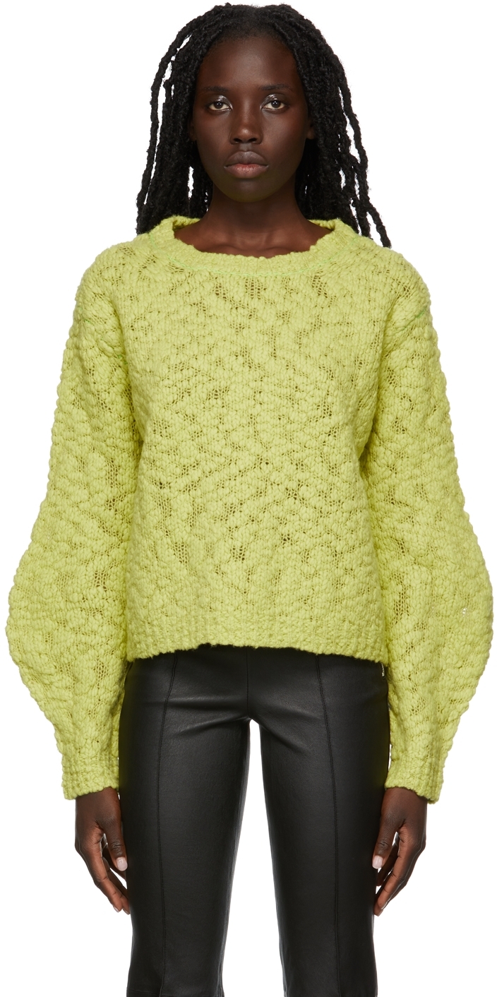 Helmut Lang Green Cropped Pullover Sweater