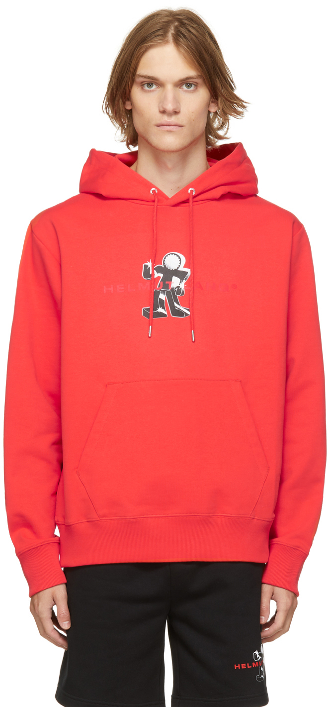 Red helmut lang store hoodie