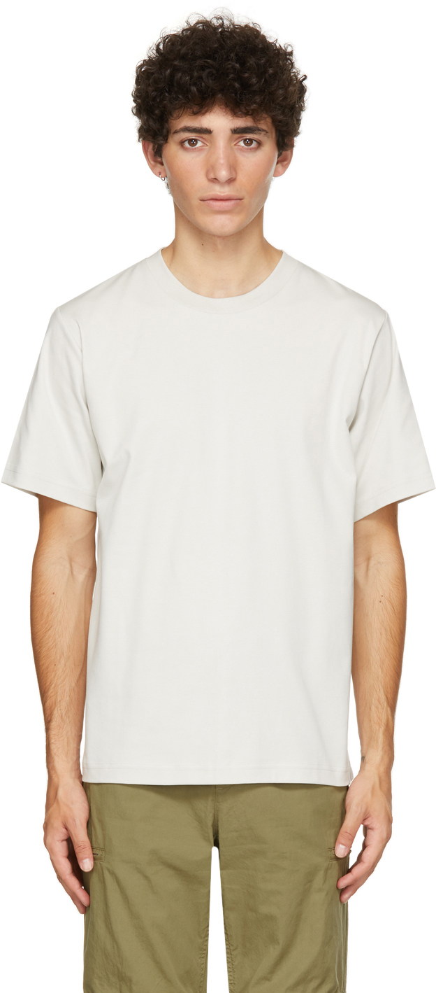Helmut Lang Taupe Piped Logo T-Shirt