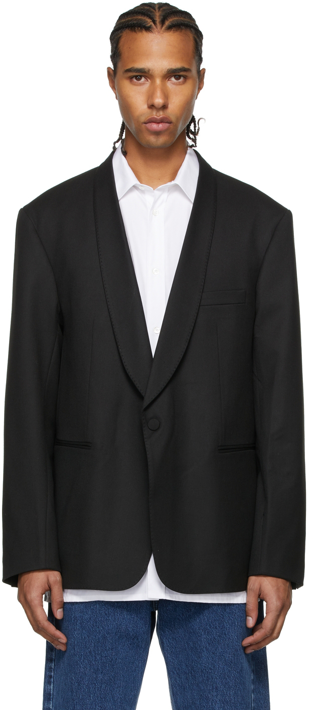 Black Caleb Tuxedo Blazer by Martin Asbjørn on Sale