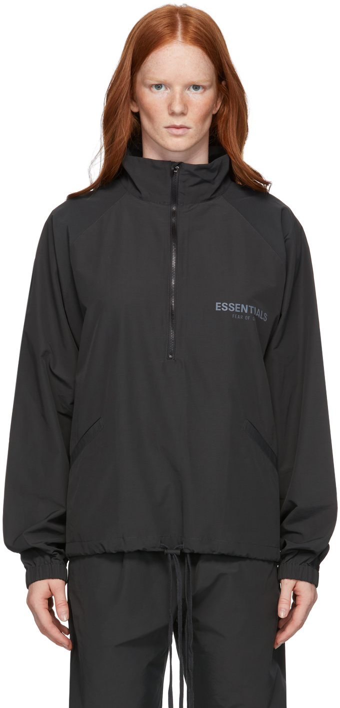 Essentials Black HalfZip Track Jacket SSENSE Canada