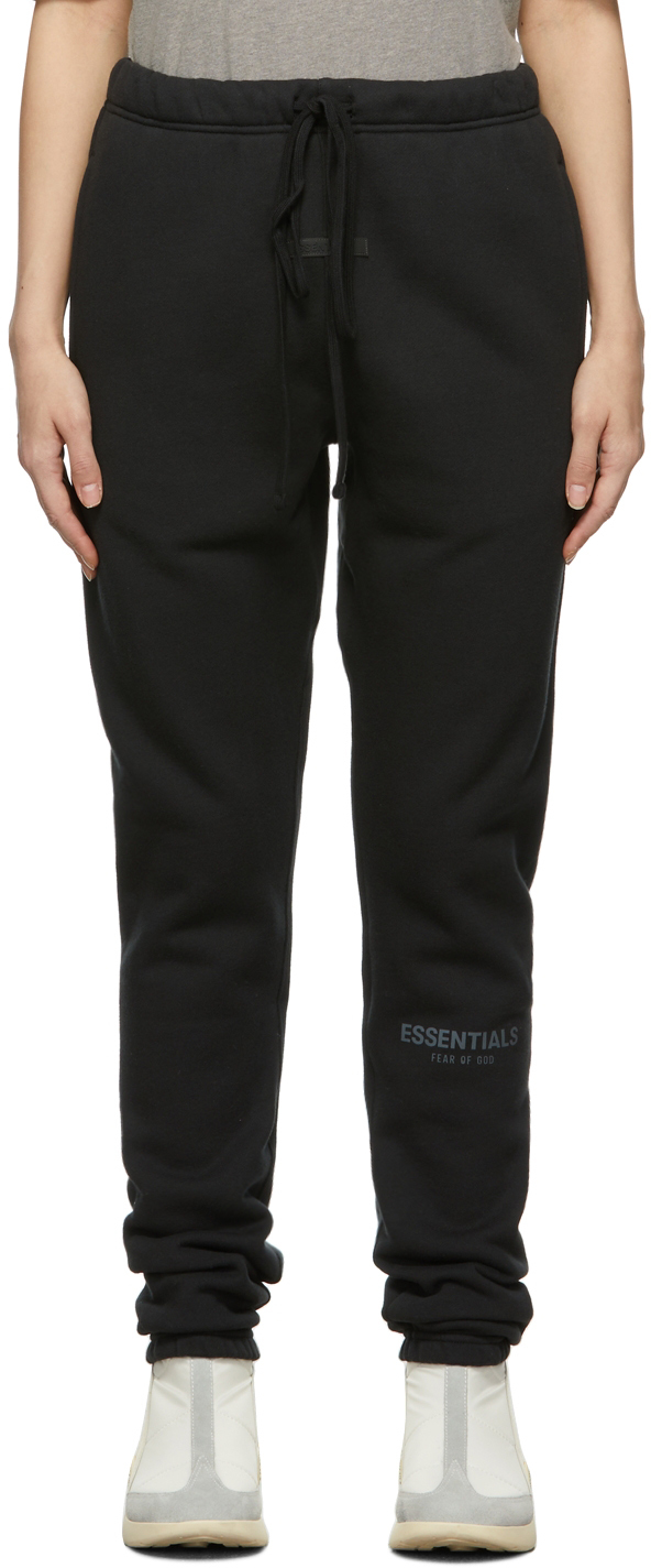 Black Logo Sweat Lounge Pants by Fear of God ESSENTIALS on Sale