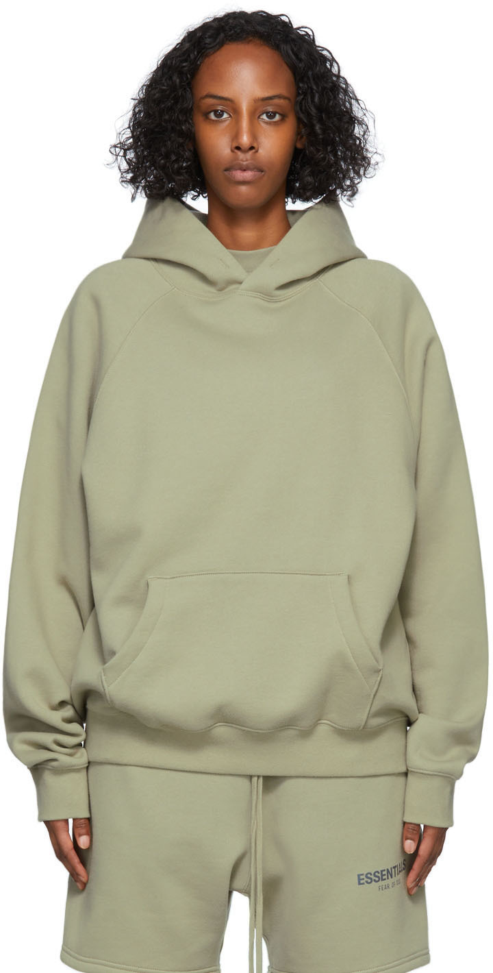 Essentials Green Fleece Hoodie SSENSE UK