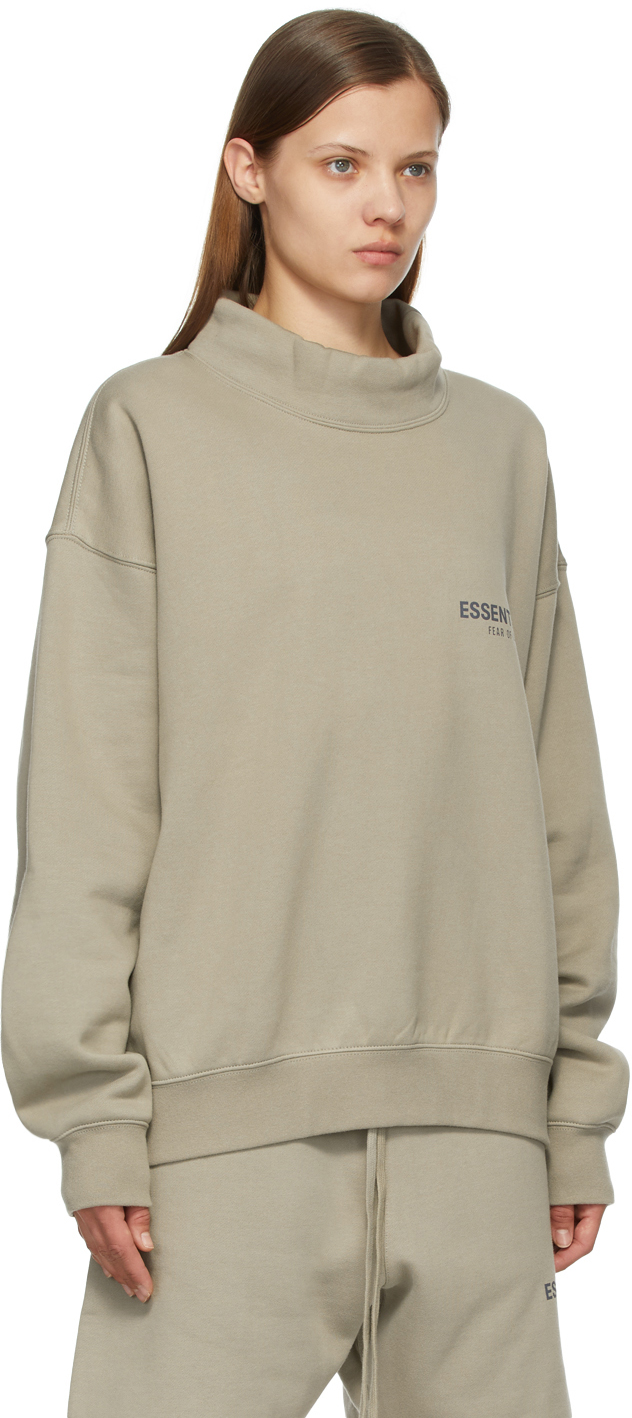 Essentials Grey Mock Neck Pullover Sweatshirt | Smart Closet