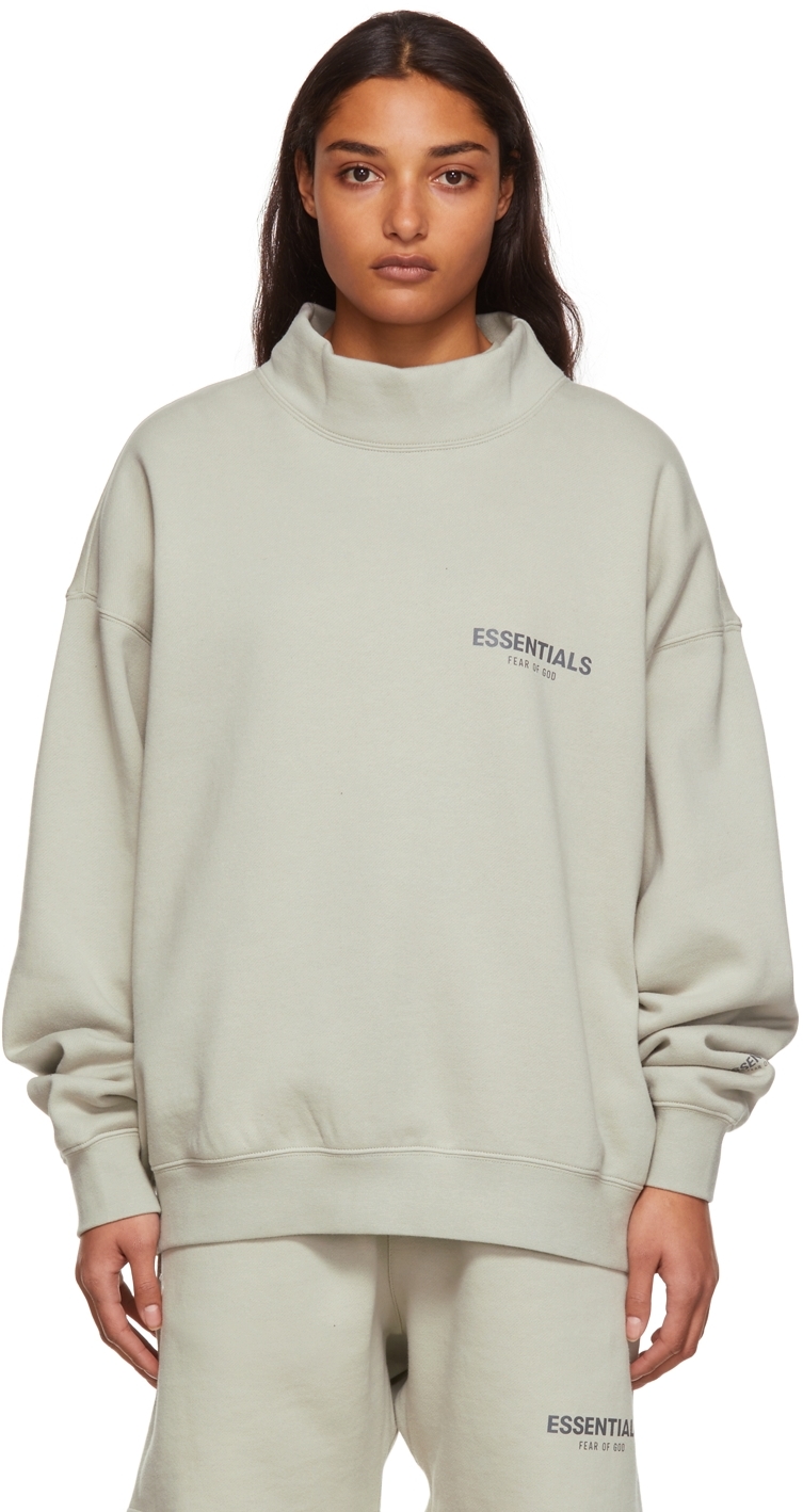 Essentials SSENSE Exclusive Green Mock Neck Sweatshirt