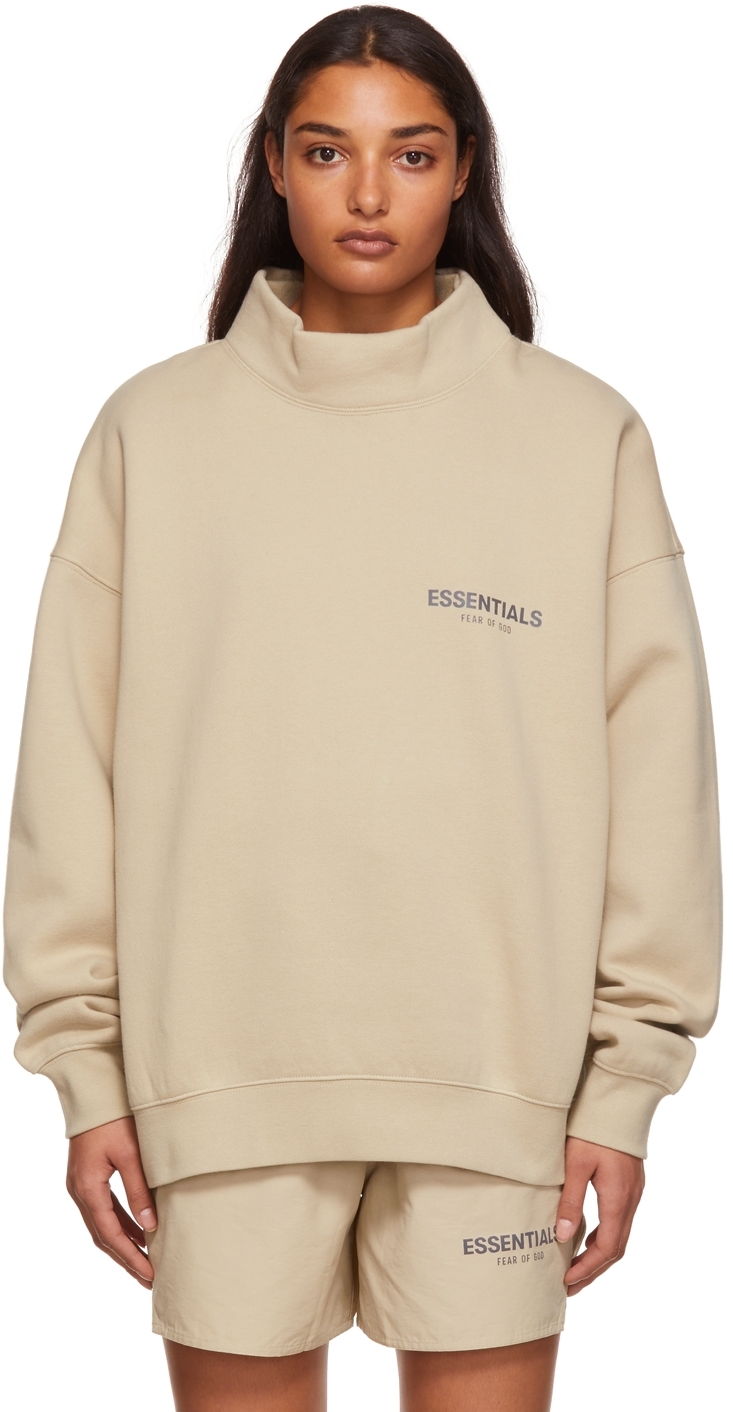 SSENSE Exclusive Beige Mock Neck Sweatshirt
