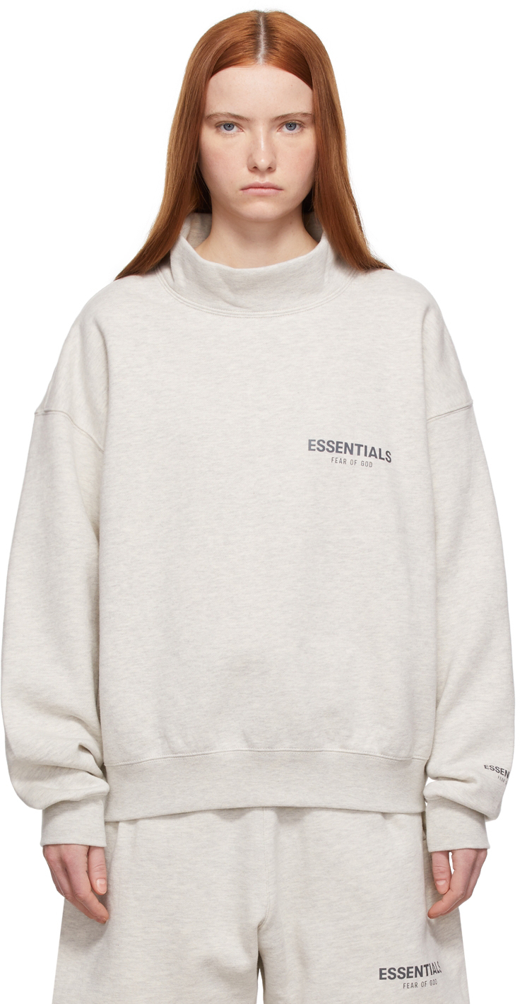 Essentials Off-White Pullover Mockneck Sweatshirt
