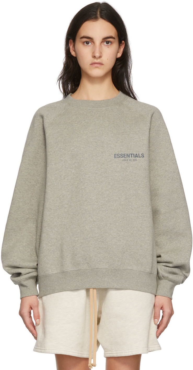 Grey Pullover Sweatshirt by Essentials on Sale