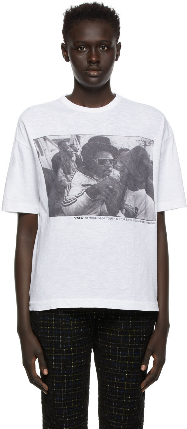 YMC: White MYC Archives Edition Triple Cotton Reggae Print T-Shirt | SSENSE