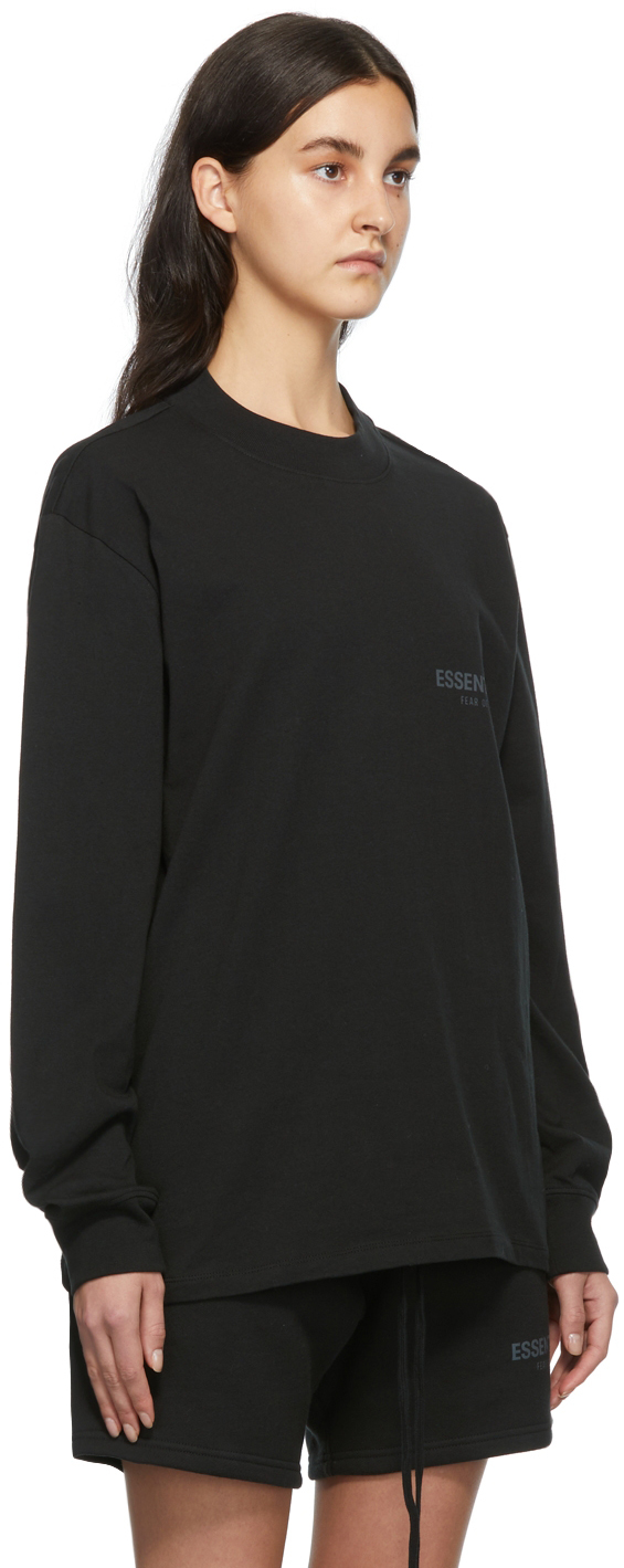 Essentials SSENSE Exclusive Black Logo Long Sleeve T-Shirt