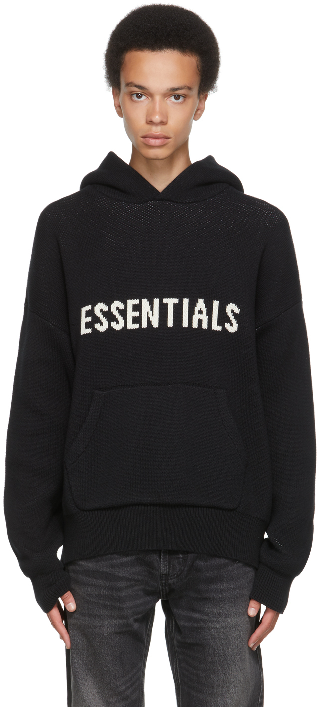 essentials-black-pullover-logo-hoodie