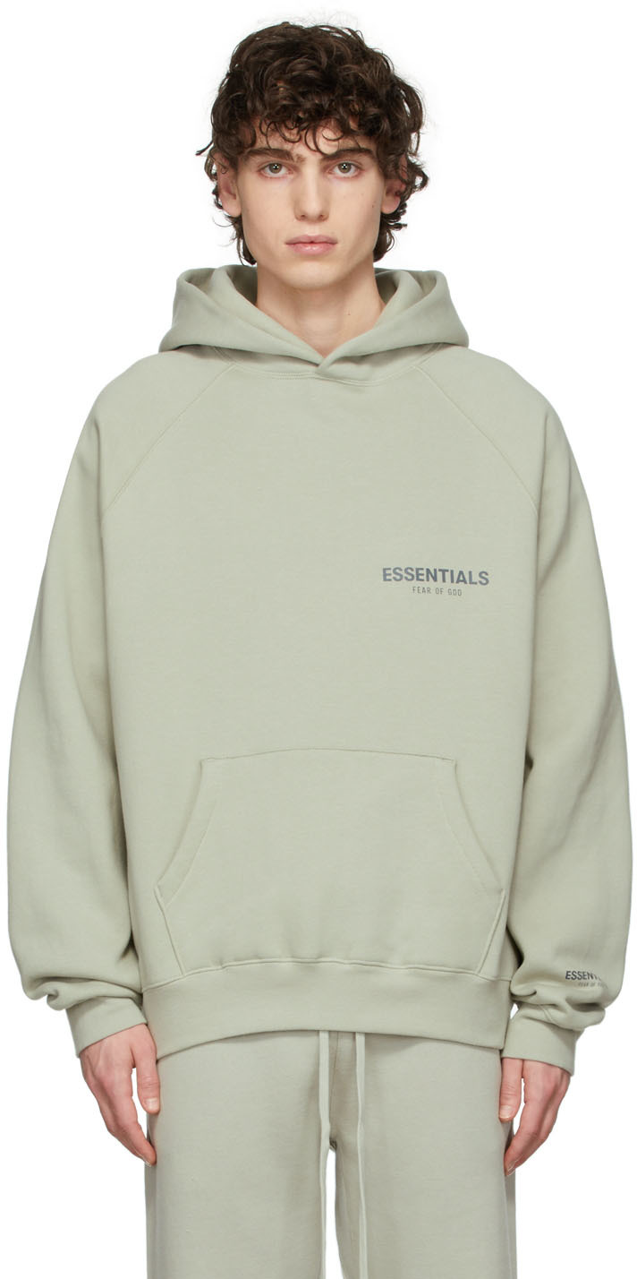 Fear of God ESSENTIALS: SSENSE Exclusive Green Pullover Hoodie