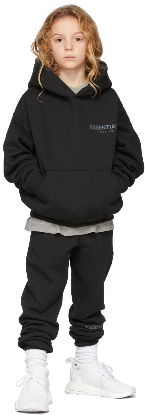 Essentials Kids Black Pullover Hoodie