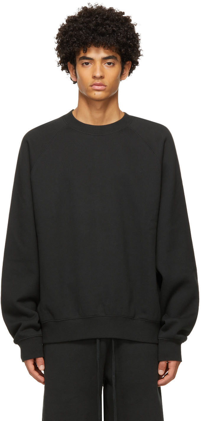 Essentials: Black Pullover Sweatshirt | SSENSE UK