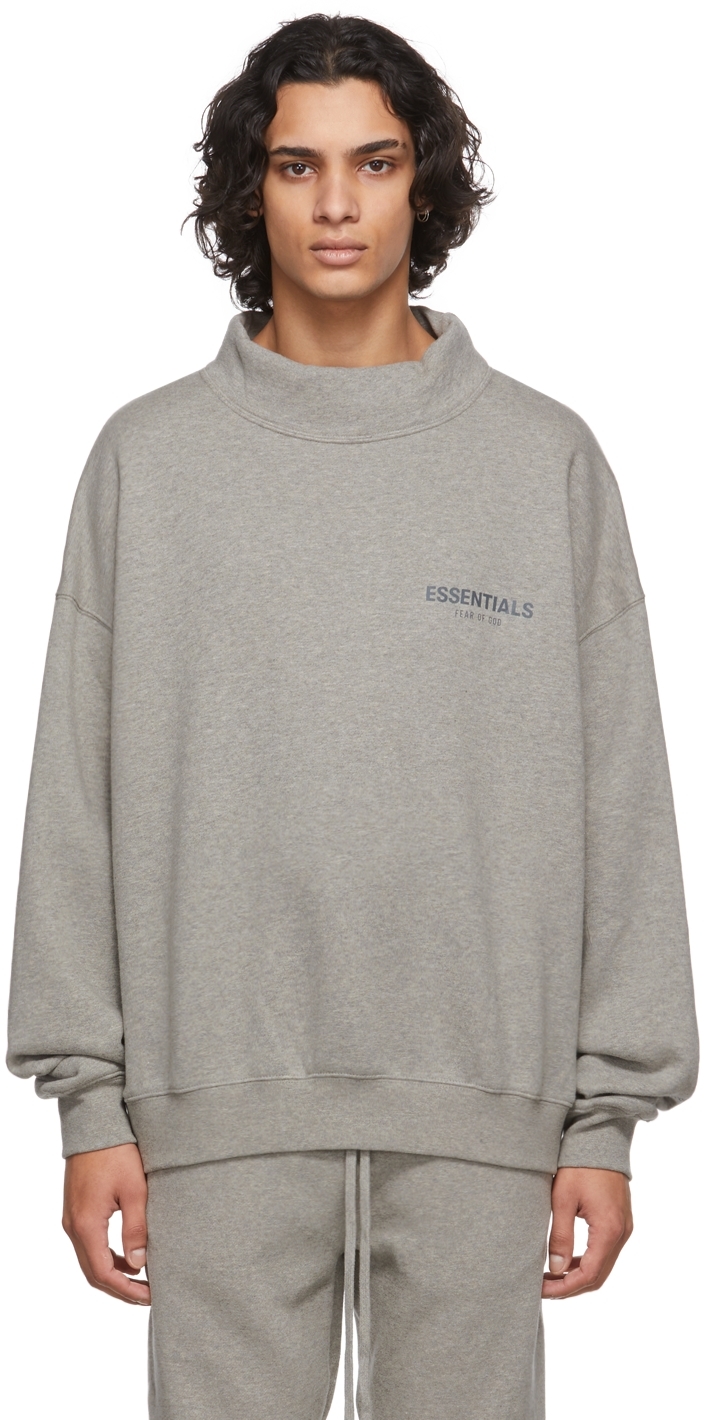Essentials Grey Mock Neck Sweatshirt | Smart Closet