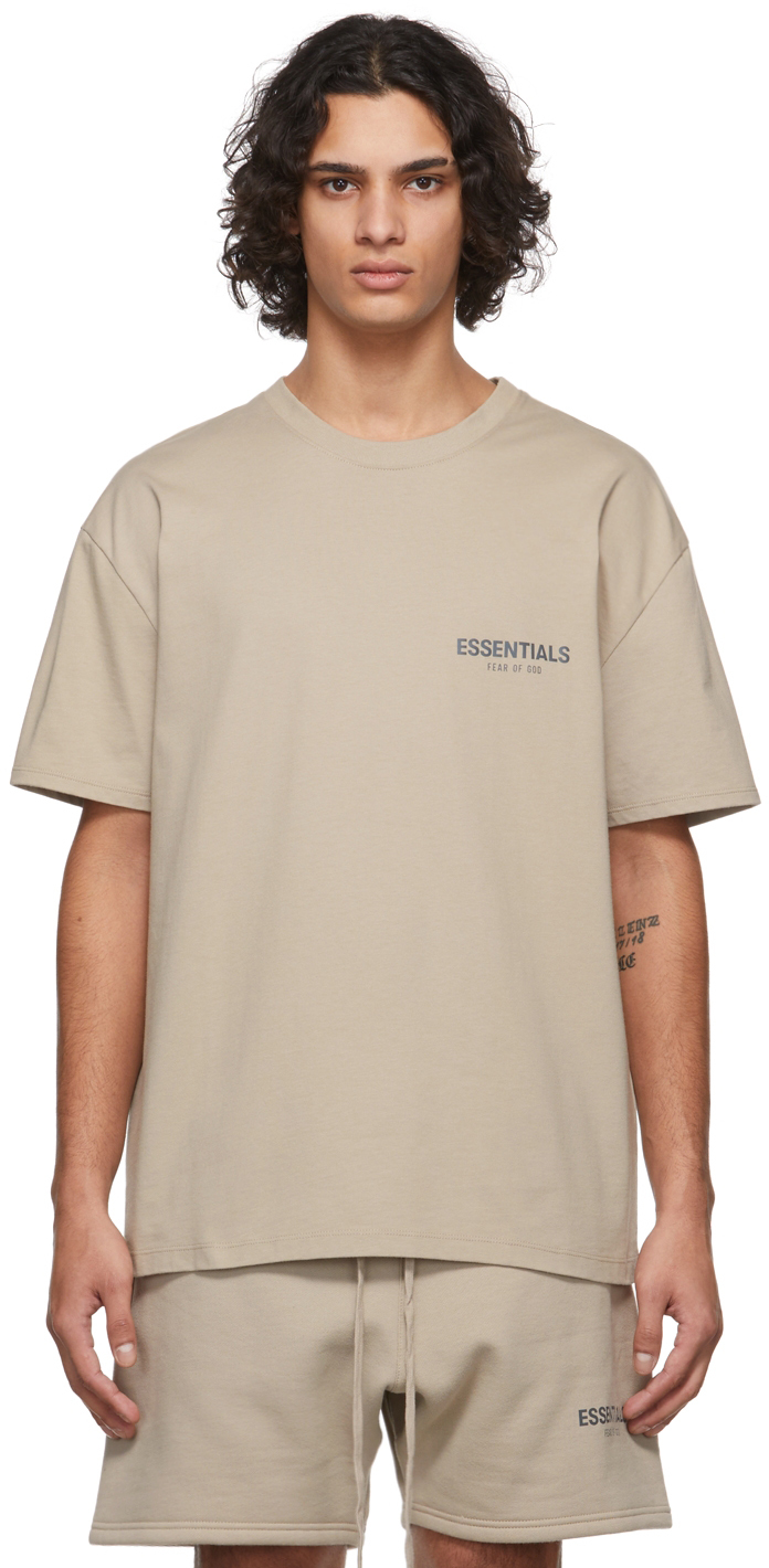 Essentials: Tan Jersey T-Shirt | SSENSE