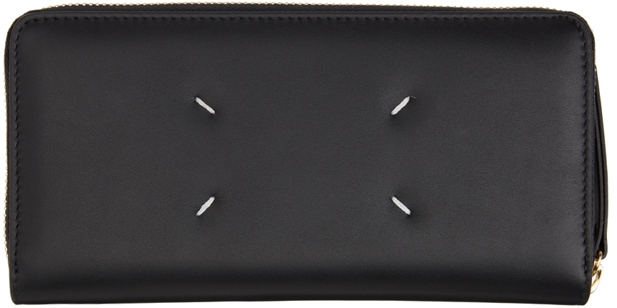 Maison Margiela: Black Large Zip-Around Wallet | SSENSE Canada