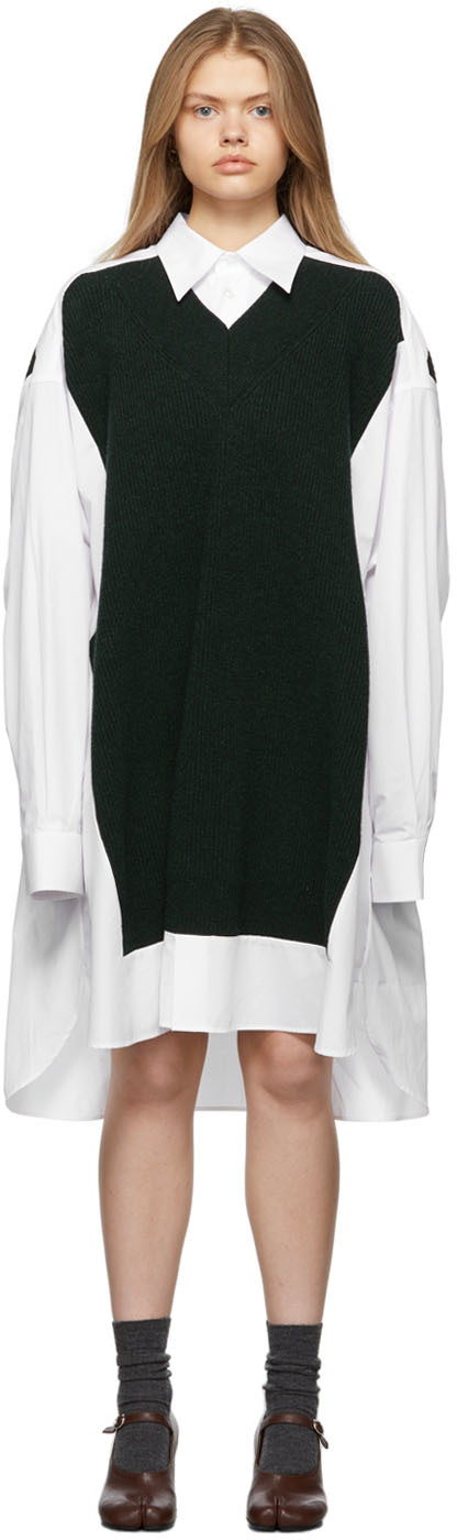 Maison Margiela White & Green Oversized Contrast Dress
