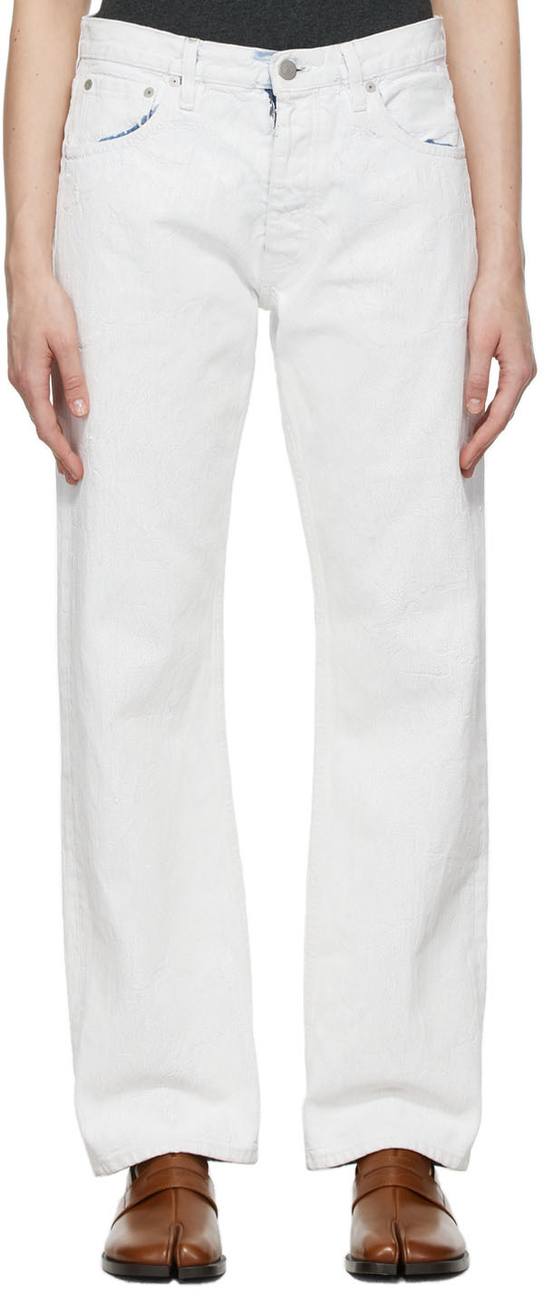 Jean Bianchetto blanc Maison Margiela en solde