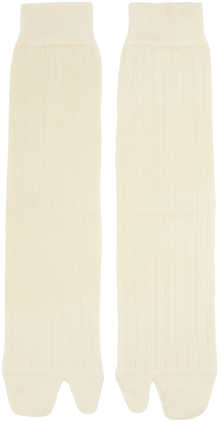 Femme Chaussettes & Bas Chaussettes & Bas Maison Margiela Chaussettes nervurées en laine Laines Maison Margiela en coloris Blanc 