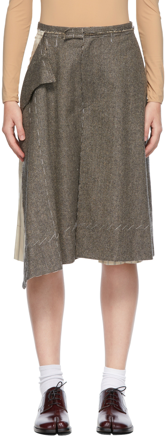 Maison Margiela Brown Wool Layered Skirt