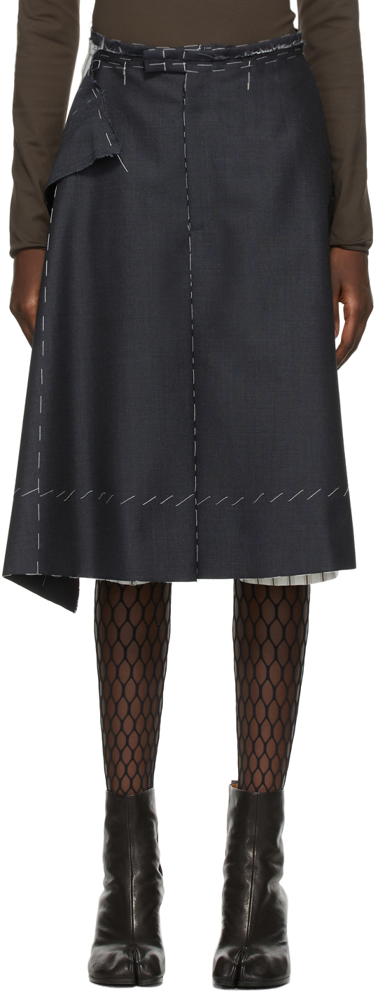 Maison Margiela Grey Wool Layered Skirt