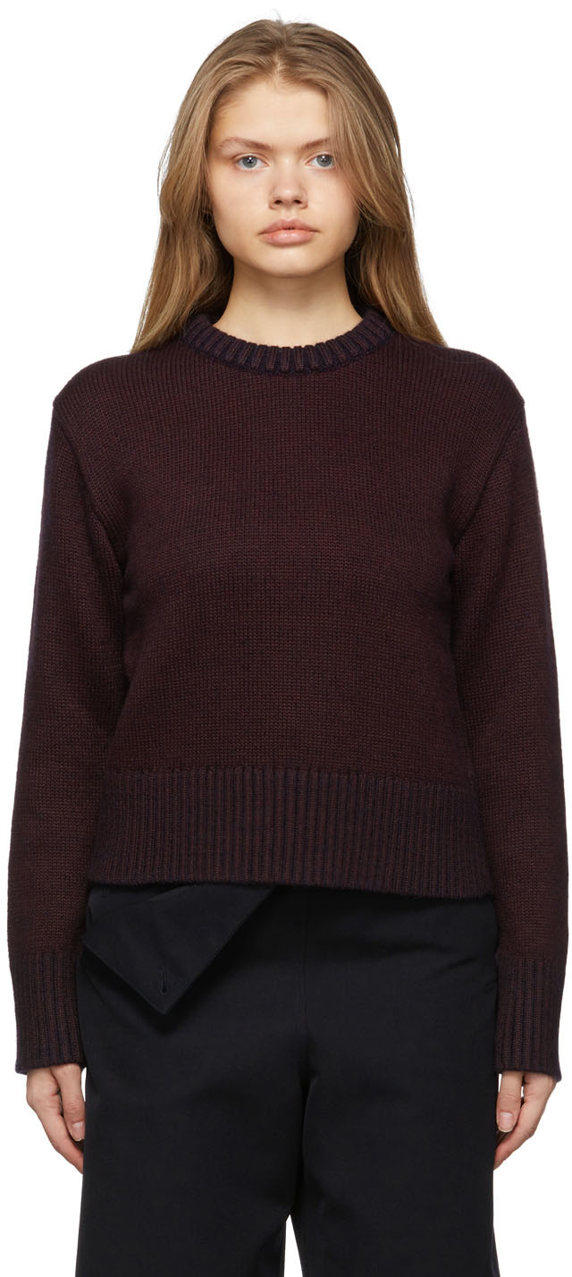 Maison Margiela: Burgundy Wool Marled Sweater | SSENSE Canada