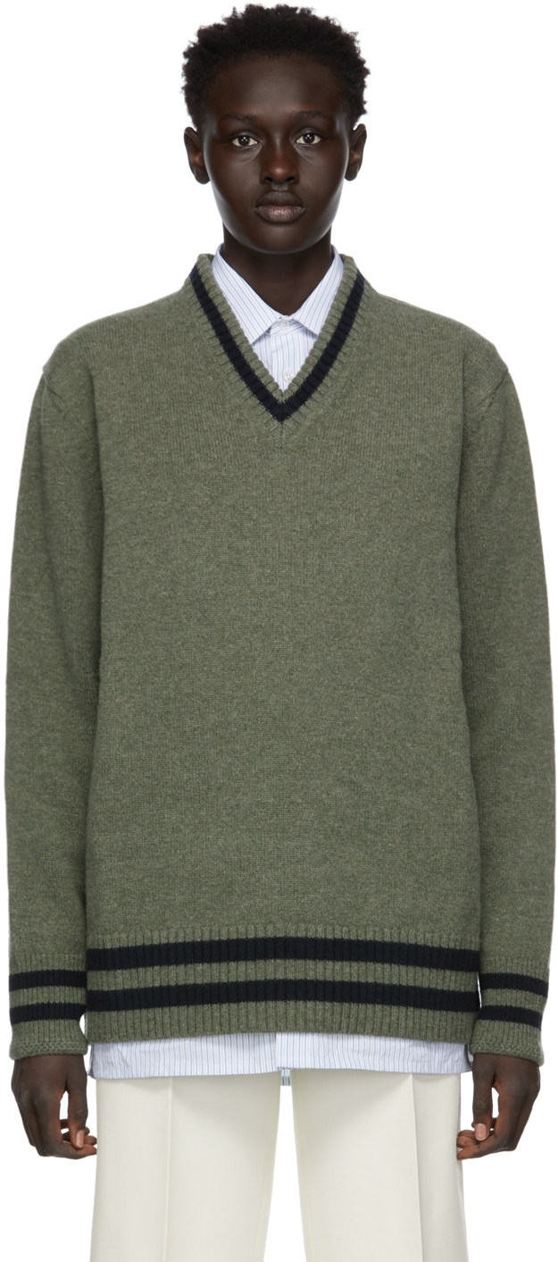 Maison Margiela Green Wool Oversized Sweater