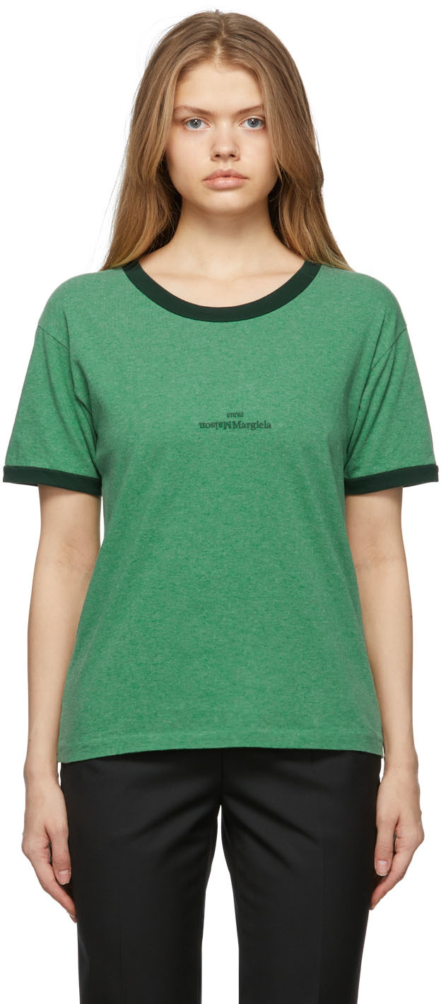 Maison Margiela Green Distorted Logo T-Shirt
