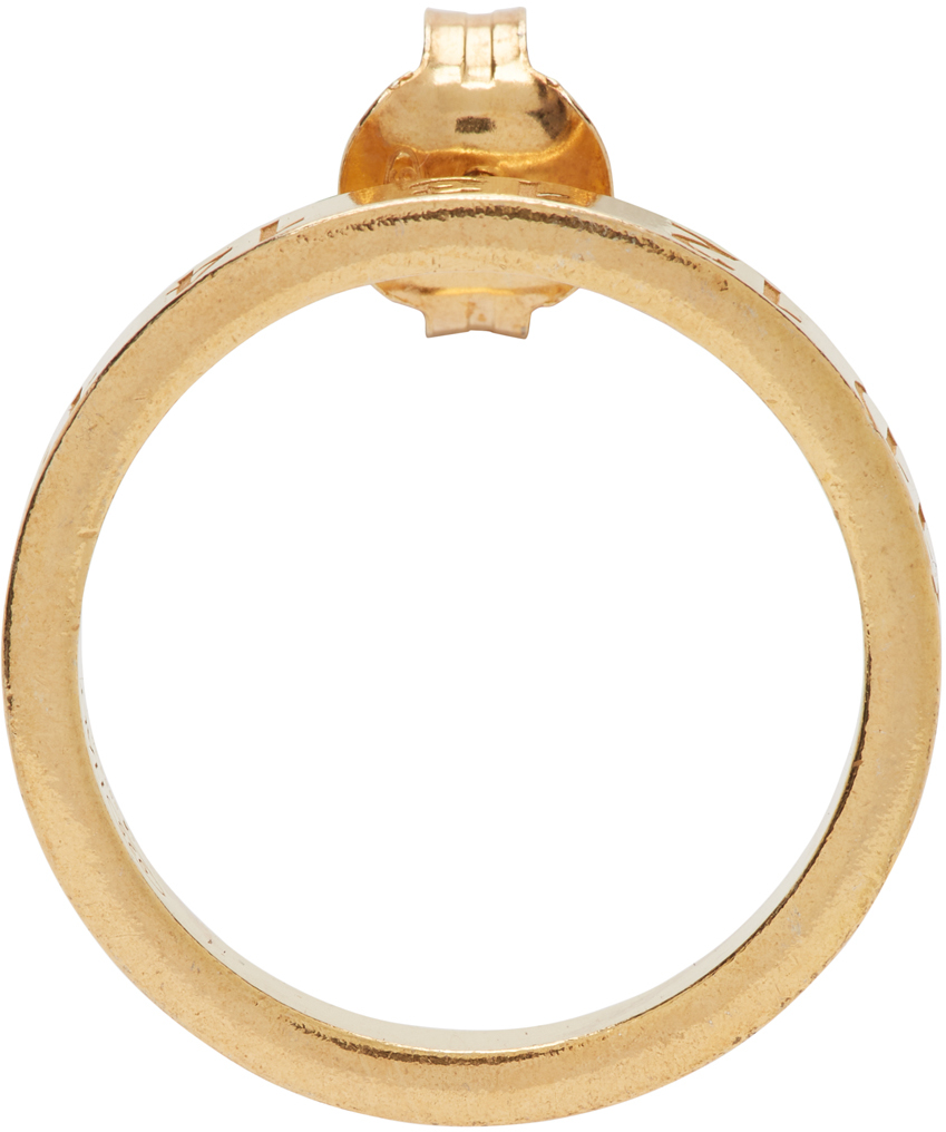 SSENSE Men Accessories Jewelry Earrings Studs Gold Circle Number Logo Single Earring 
