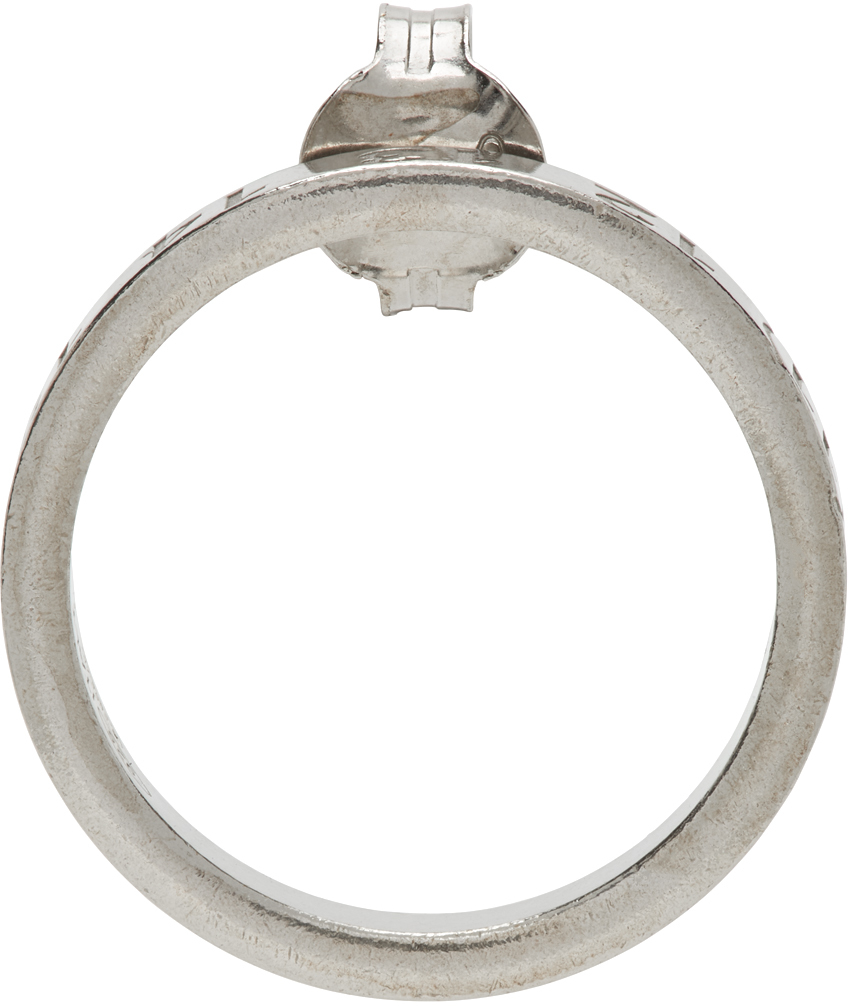 SSENSE Men Accessories Jewelry Earrings Studs Silver Circle Number Logo Single Earring 