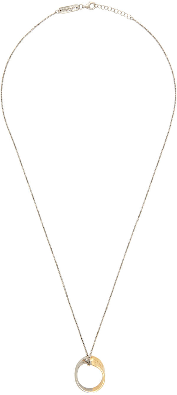 Gold & Silver Twisted Ring Pendant Necklace