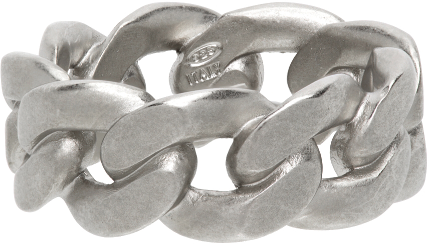 Maison Margiela Silver Semi-Polished Chain Ring | Smart Closet