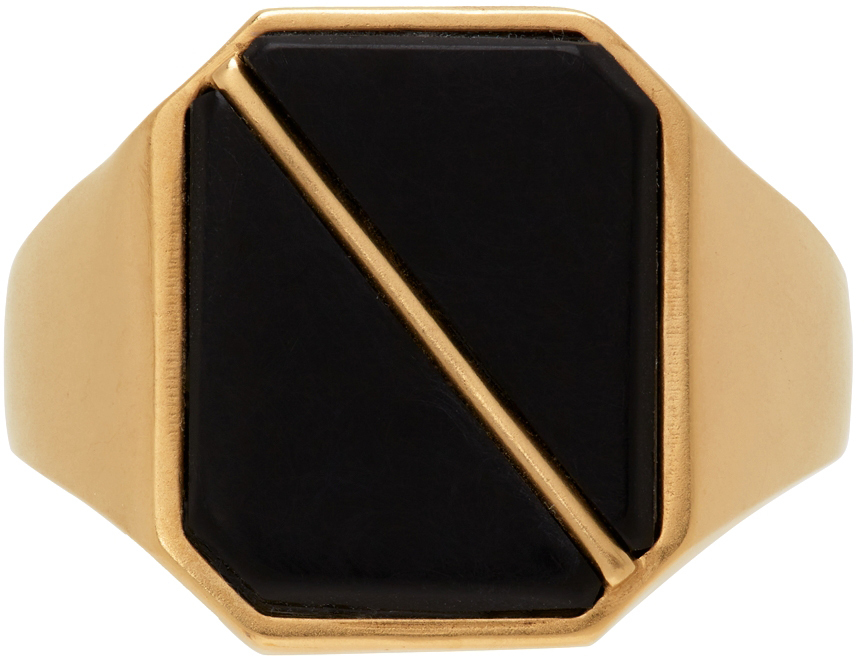Maison Margiela Gold & Black Signet Ring