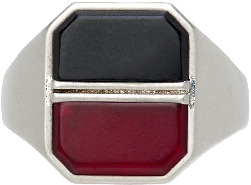 Maison Margiela Black & Red Semi-Polished Ring