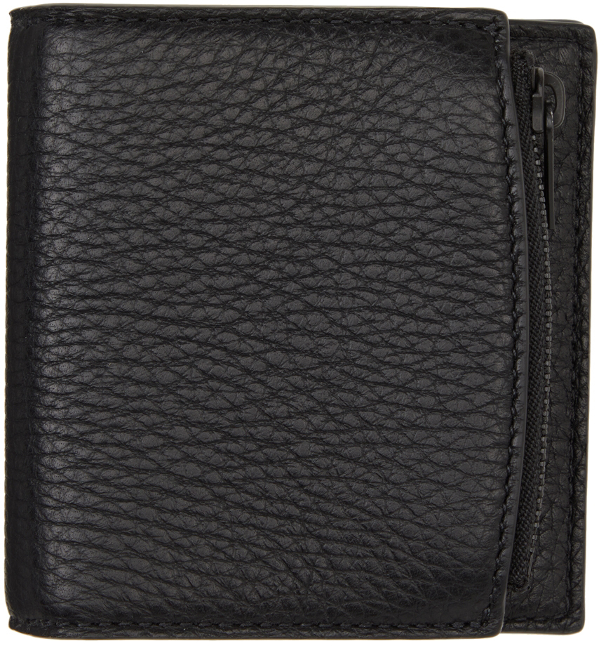 Maison Margiela: Black Leather Trifold Wallet | SSENSE