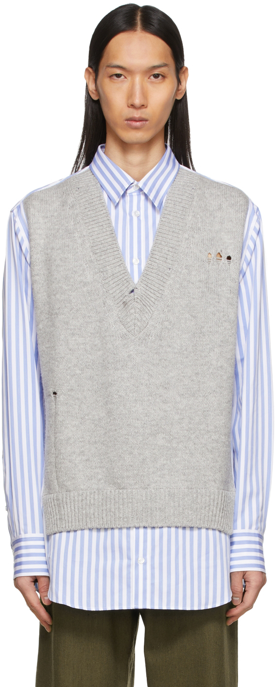 Maison Margiela Blue & White Stripe Cotton Shirt