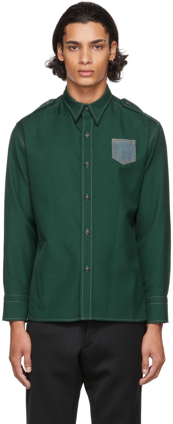 Green Wool Twill Shirt by Maison 
