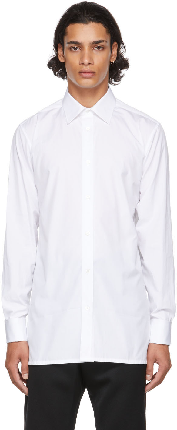 Maison Margiela: White Cotton Poplin Shirt | SSENSE