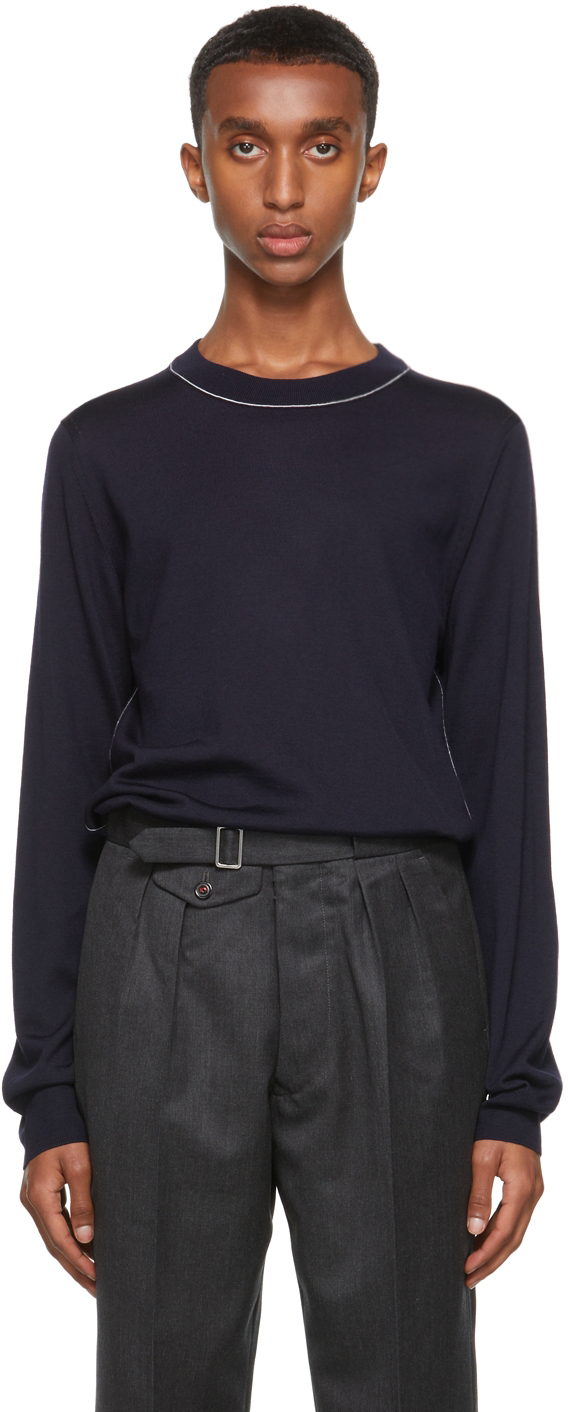 Maison Margiela: Navy Wool Sweater | SSENSE