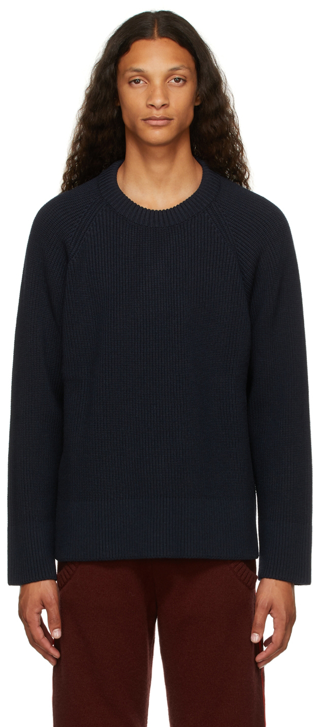 Maison Margiela Navy Cotton & Wool Sweater