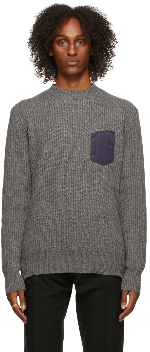 Maison Margiela Grey Rib Knit Sweater