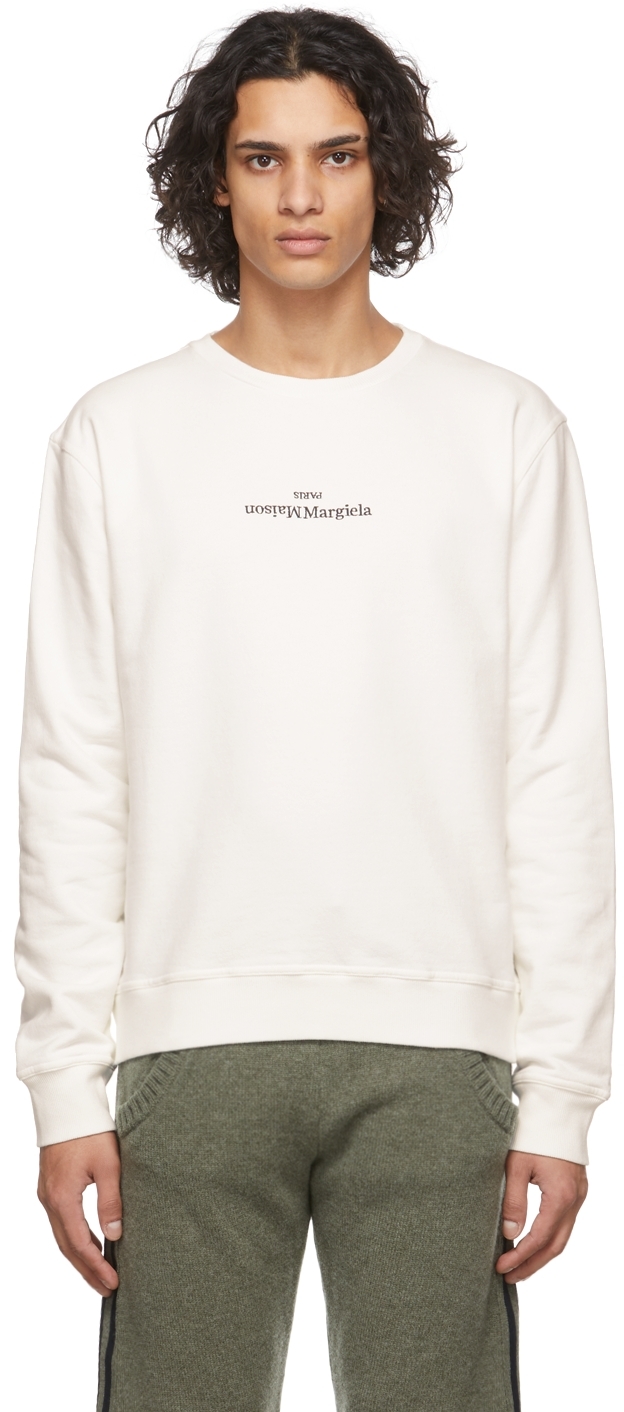 Off-White Logo Embroidered Sweatshirt by Maison Margiela on Sale