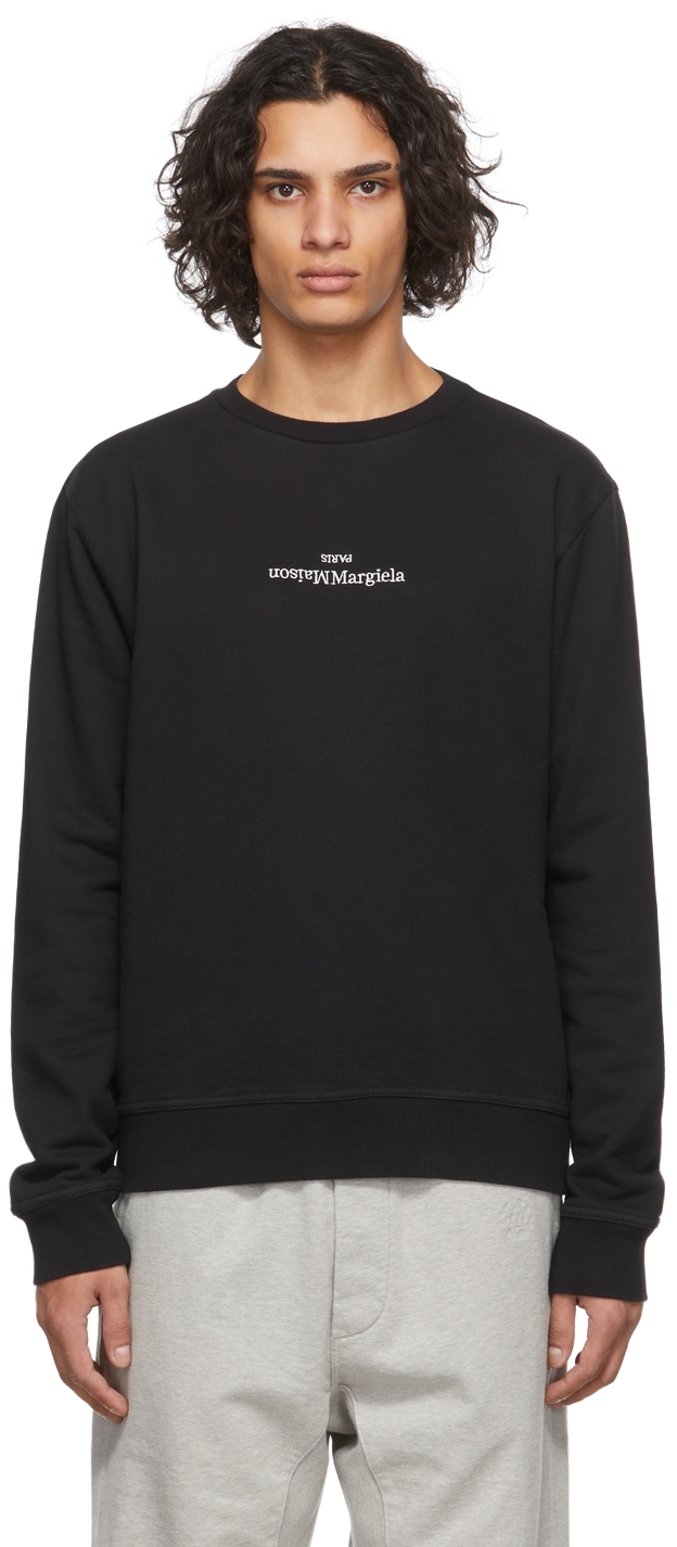 Maison Margiela Black Logo Embroidered Sweatshirt