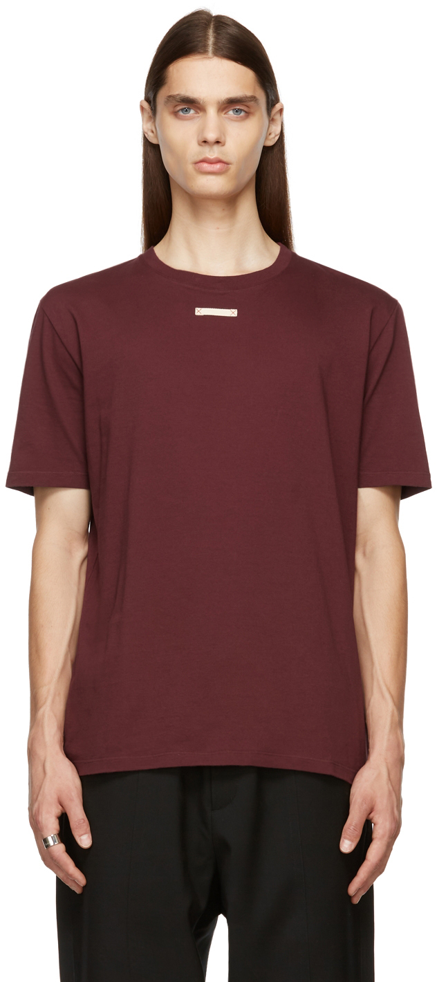 Maison Margiela: Burgundy Jersey T-Shirt | SSENSE