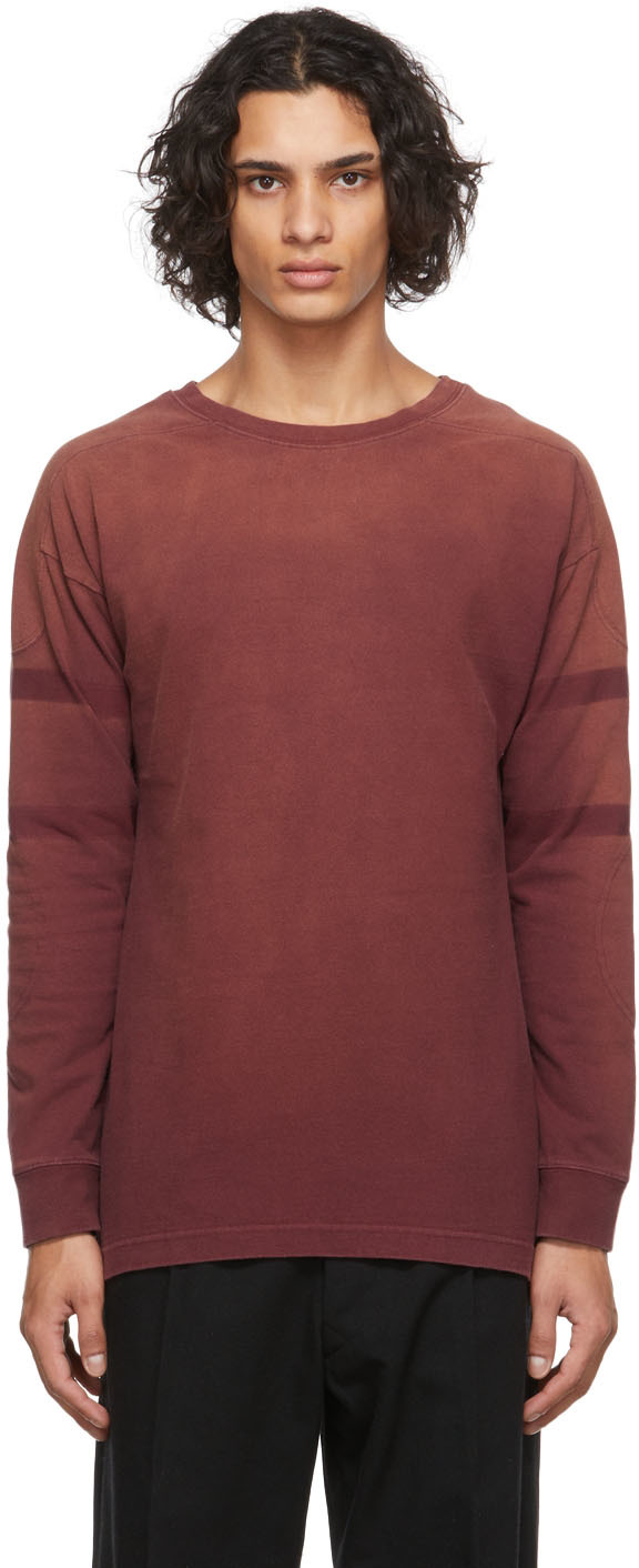 Maison Margiela Burgundy Fading Classic Long Sleeve T-Shirt