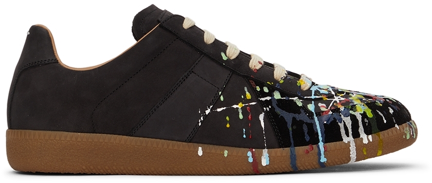 Maison Margiela Black & Multicolor Paint Drop Replica Sneakers