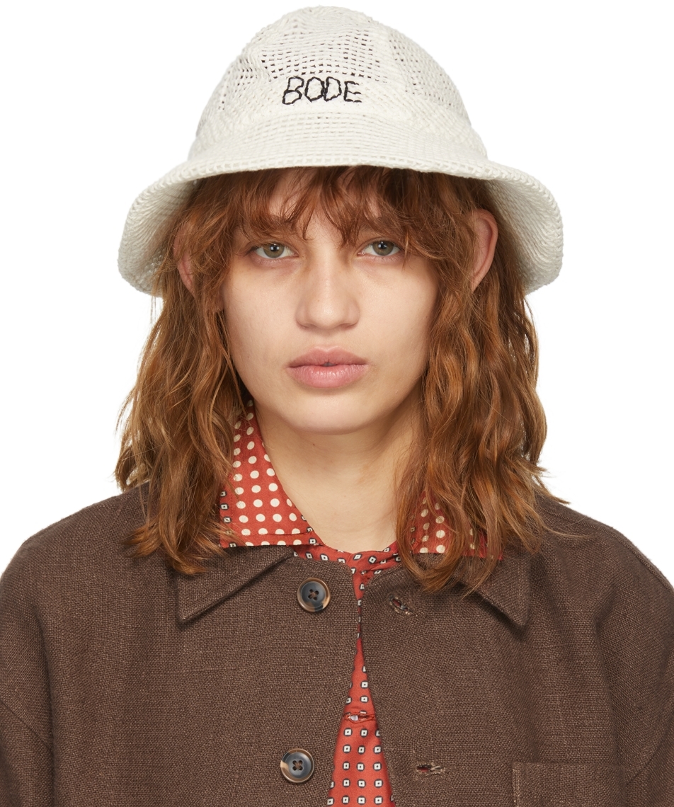Bode SSENSE Exclusive Off-White Mesh Bucket Hat