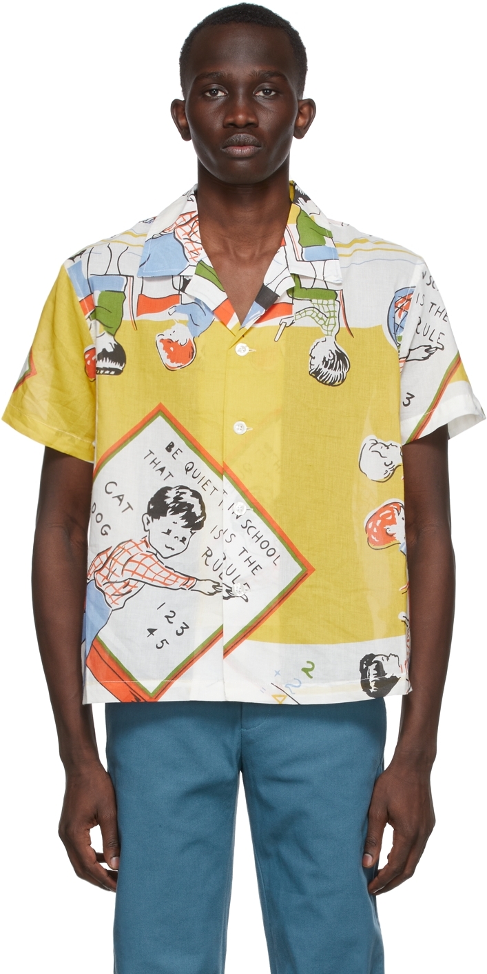 Bode: SSENSE Exclusive Yellow Limited Edition Classroom Shirt | SSENSE