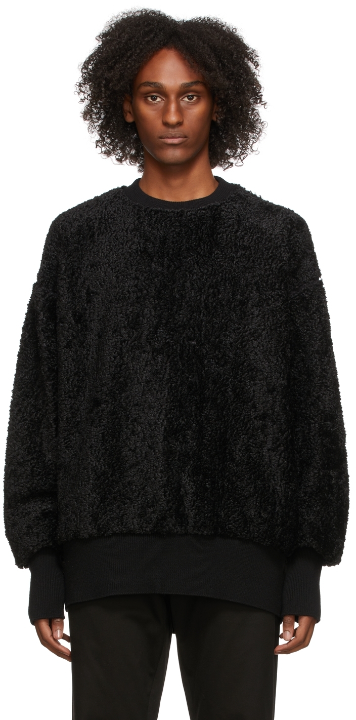 4 Moncler Hyke Black Teddy Fleece Sweatshirt
